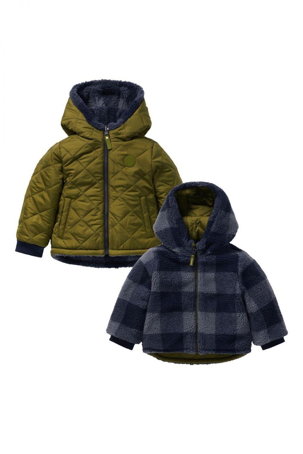 Winter jacket Omachi - Reversible - Check Pattern - Blue