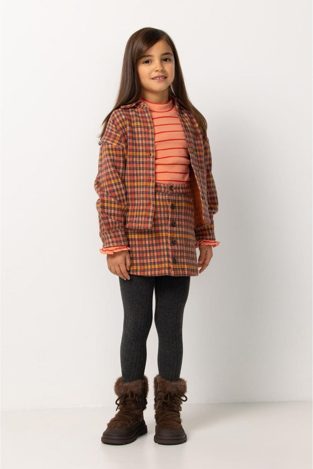 Skirt Portola - Check Pattern Light Brown