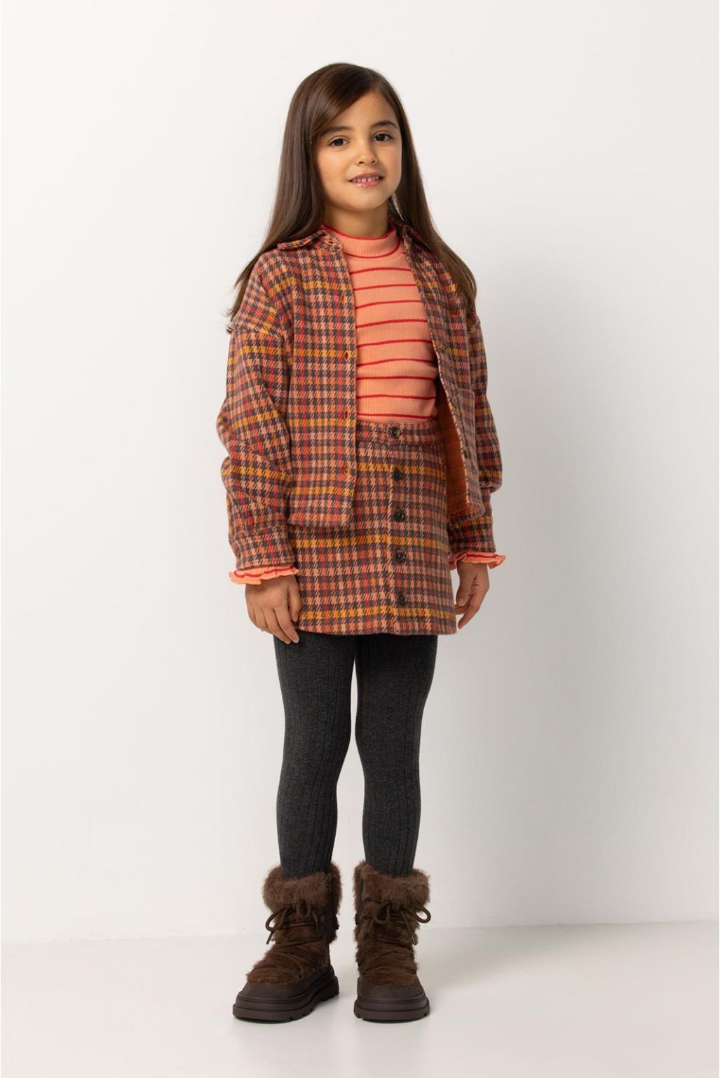 Skirt Portola - Check Pattern Light Brown