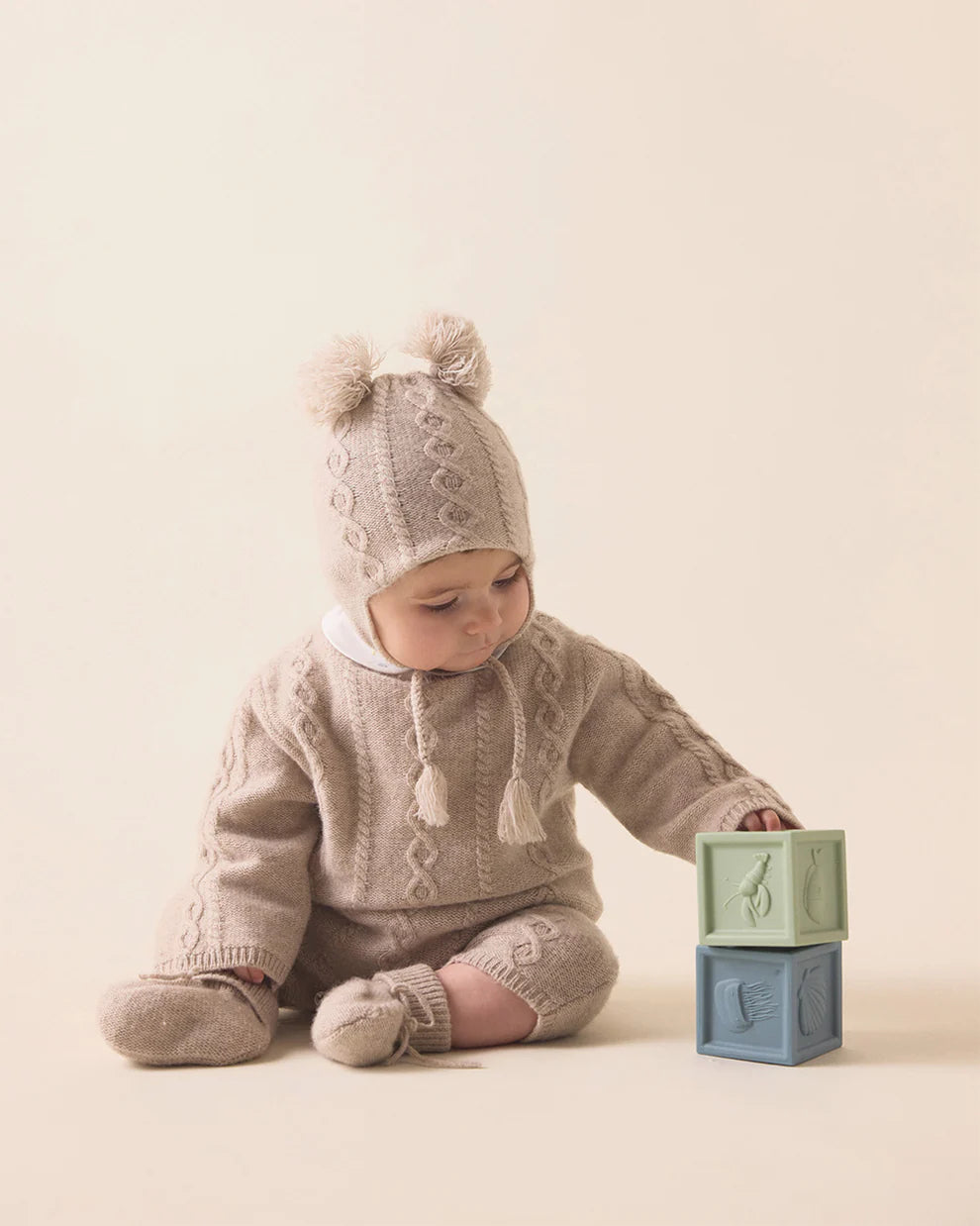 Bowie Cable Knit Romper - Oat Brown