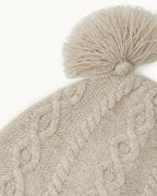 Benny Cable Knit Hat and Booties Set - Oat Brown