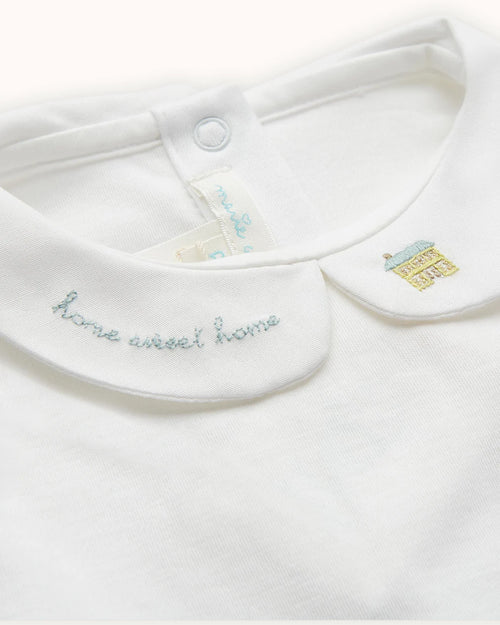 "Home Sweet Home Peter Pan Collar Onesie - Pink"